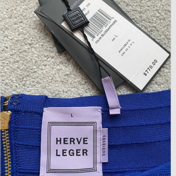 Herve Leger Pamela Bodycon Top, size large, Blue Sapphire . New with tags - Picture 5 of 6